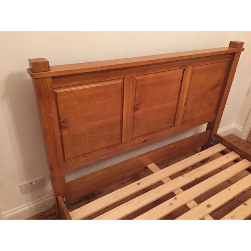 Solid wood double bed and mattress