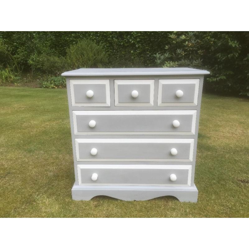 Hand Painted Solid Pine Chest of Drawers in Paris Grey
