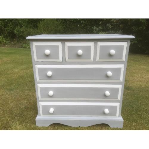 Hand Painted Solid Pine Chest of Drawers in Paris Grey