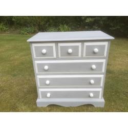 Hand Painted Solid Pine Chest of Drawers in Paris Grey