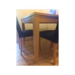 Dining table and 4 navy high back chairs