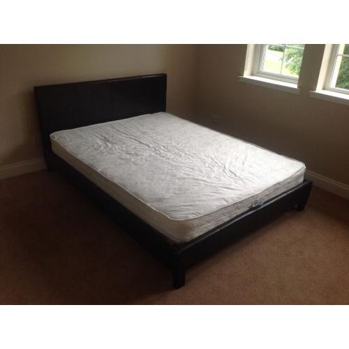 Large leather look bed and mattress