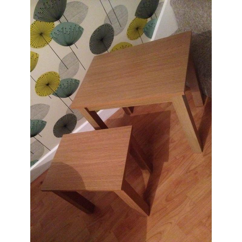 Oak effect nest of tables