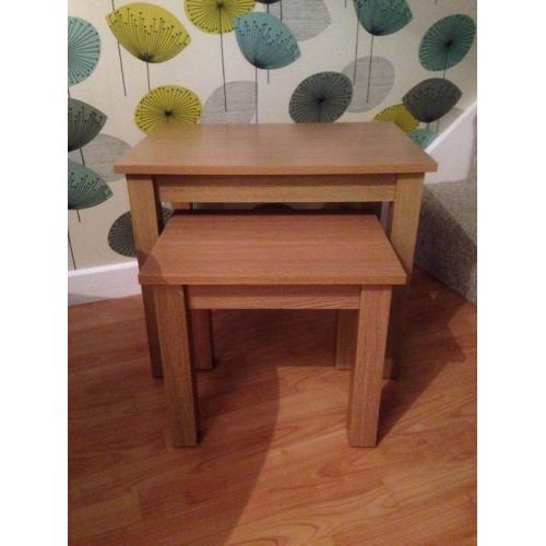 Oak effect nest of tables