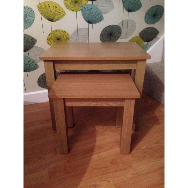 Oak effect nest of tables