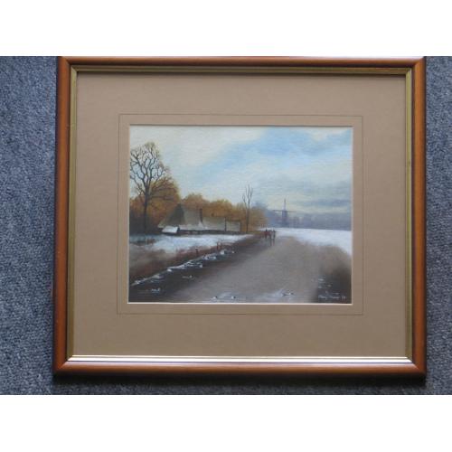 Vintage Landscape Painting by Well Known Bristol Artist Mary Shaw Nicely Framed Winter