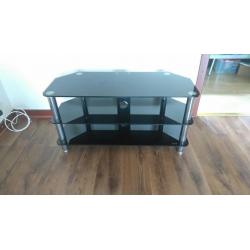 black glass and chrome tv stand