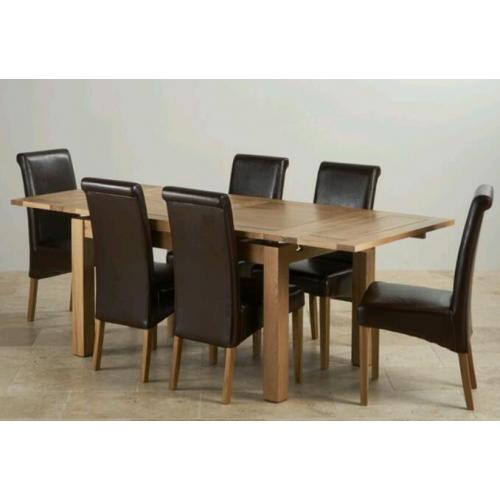 Oak dining table and chairs