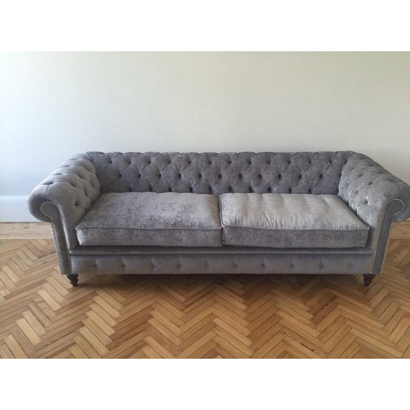 4 seater grey Chesterfield sofa