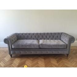4 seater grey Chesterfield sofa