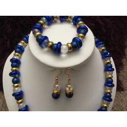 Handmade blue 3 piece jewellery set