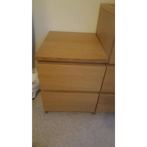 Malm oak 2 draw chest