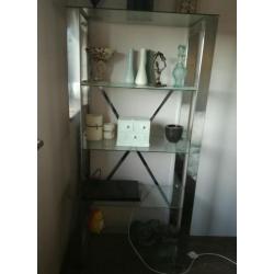 Glass & Chrome 5 Shelf Unit. 57.5" H, 27" W, 30" D