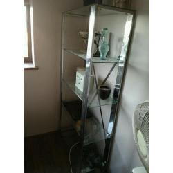 Glass & Chrome 5 Shelf Unit. 57.5" H, 27" W, 30" D