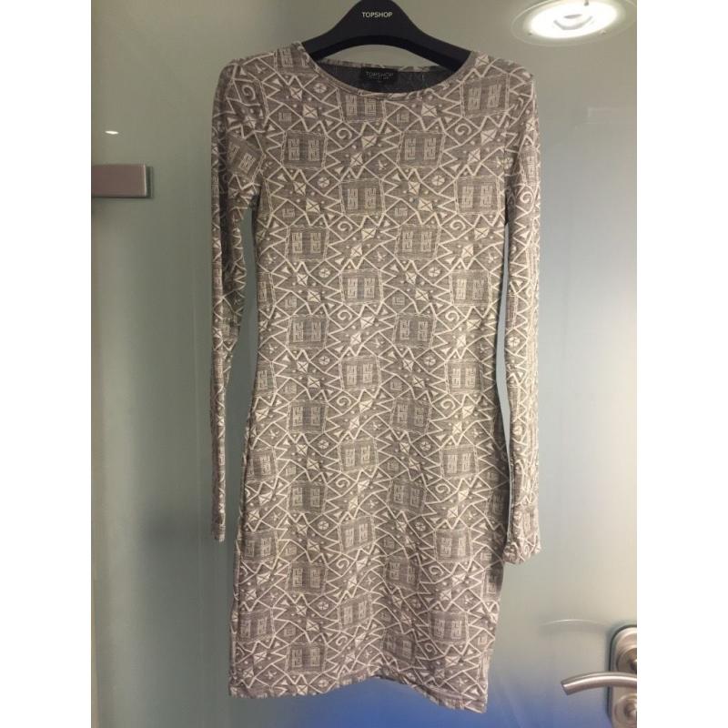 Topshop Aztec Print Bodycon Dress, Size 8, worn once.