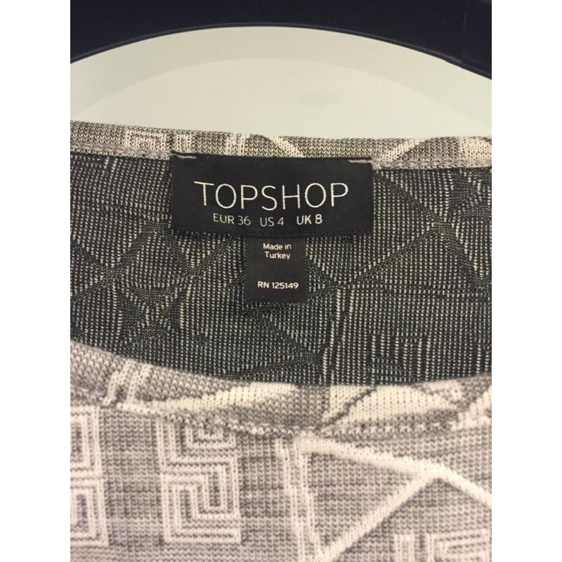 Topshop Aztec Print Bodycon Dress, Size 8, worn once.