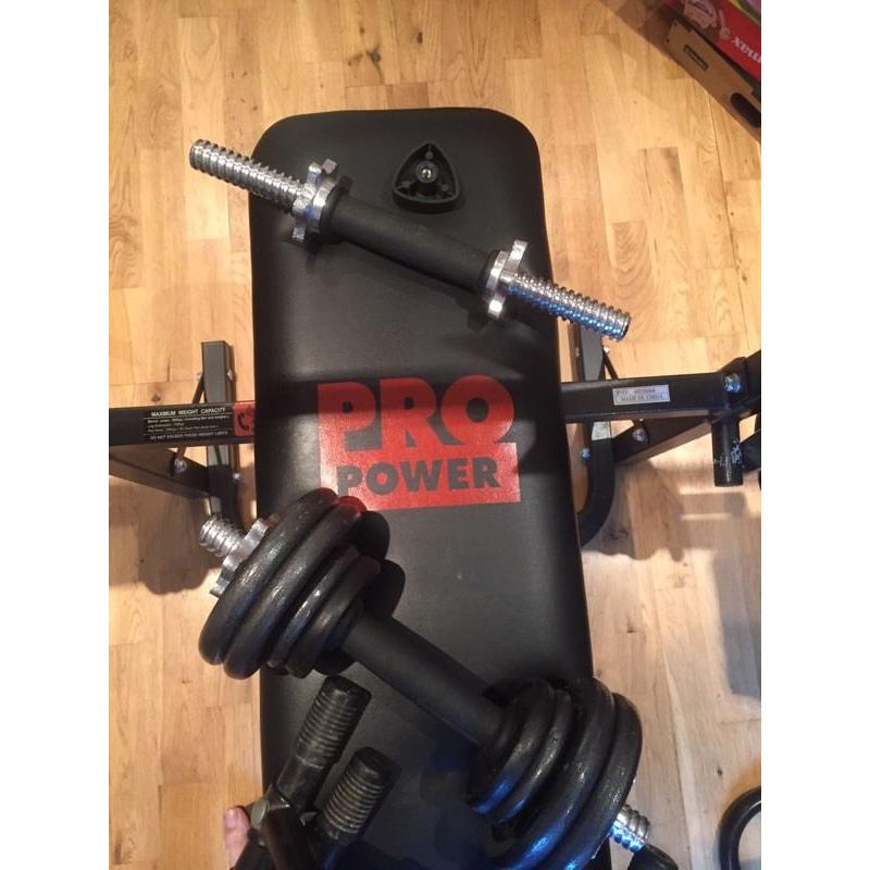 Pro Power weight bench,Dumbbells, weights