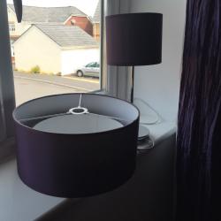 Purple bedside lamp & ceiling lamp shade