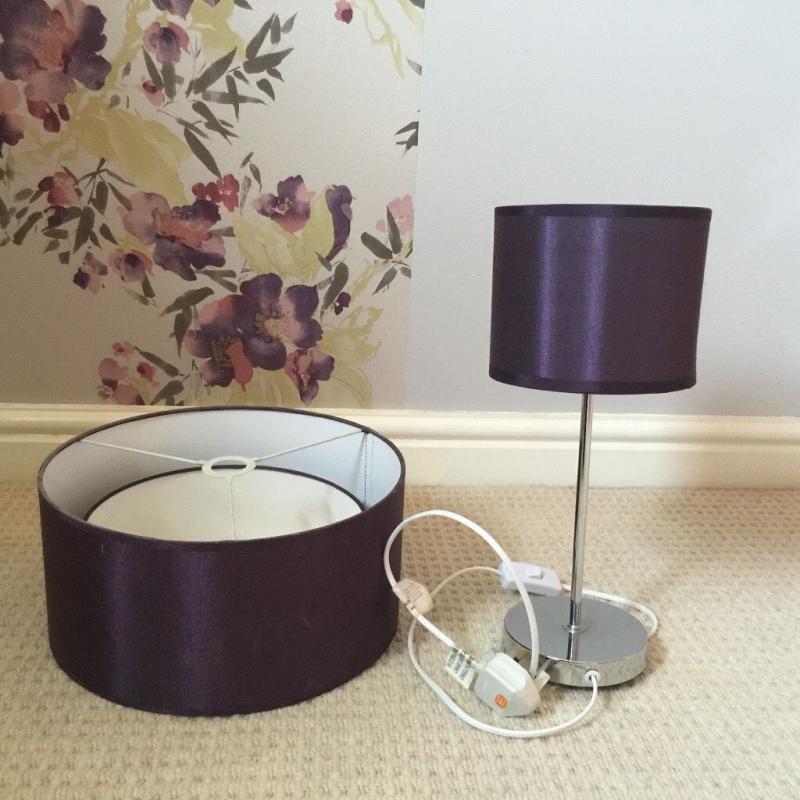 Purple bedside lamp & ceiling lamp shade