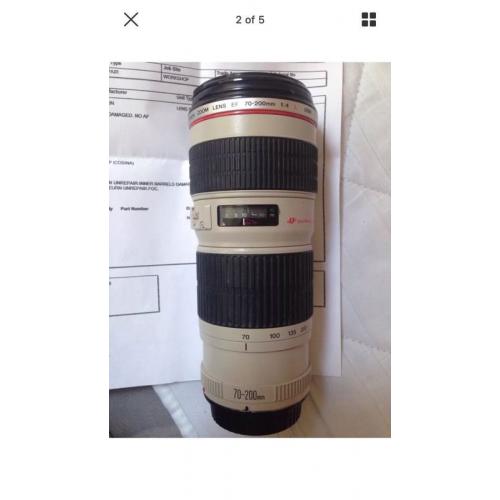 Damaged Canon EF 70-200mm F/4 L IS USM Lens. Works manually.