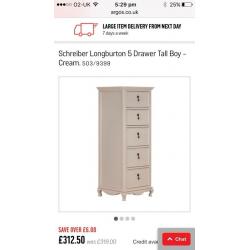 Solid Wood 5 Draw Tallboy Unit (Schreiber Longburton)