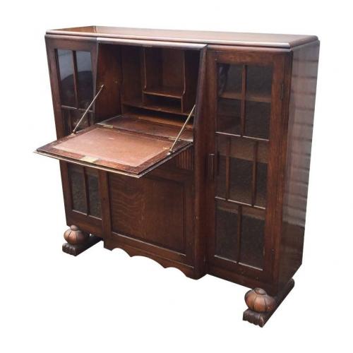 ANTIQUE BREAK FRONT SECRETARY DESK