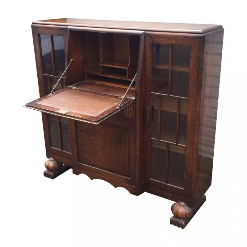 ANTIQUE BREAK FRONT SECRETARY DESK