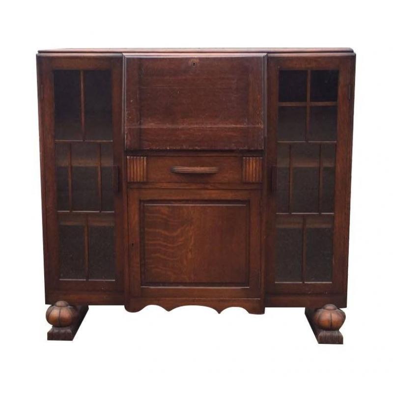 ANTIQUE BREAK FRONT SECRETARY DESK