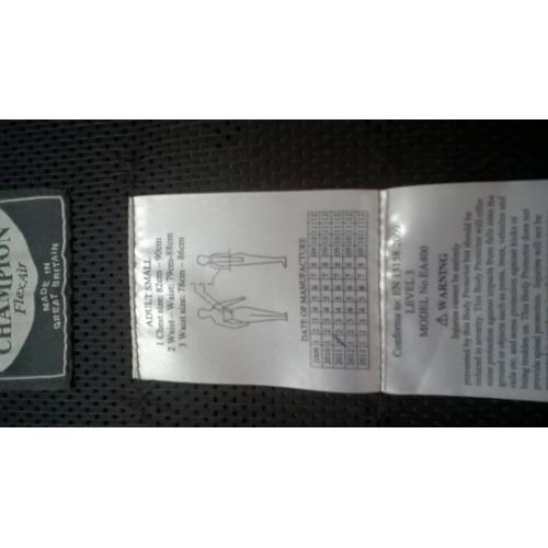 Small adult champion flexair body protector