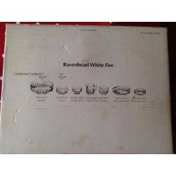 1970S RETRO ORIGINAL DESSERT BOWL SET, BOXED UNUSED, 7 PIECE GLASS, VINTAGE RAVENHEAD WHITEFIRE