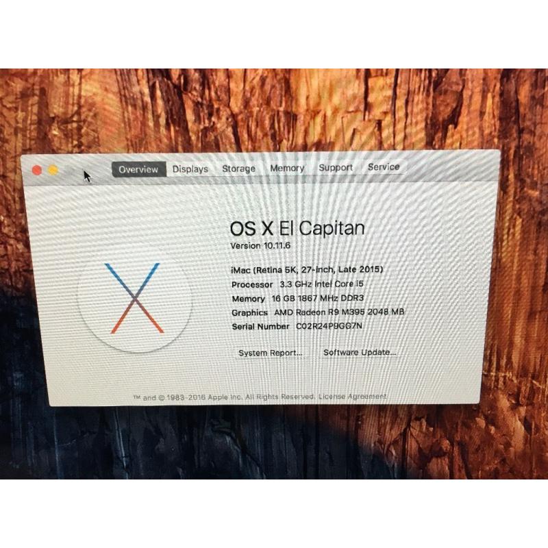 Apple iMac Retina 5K 27 inch Late 2015 3.3Ghz i5 16GB RAM 2TB Fusion . Applecare. Perfect Condition