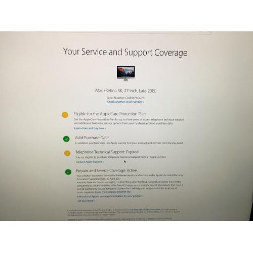 Apple iMac Retina 5K 27 inch Late 2015 3.3Ghz i5 16GB RAM 2TB Fusion . Applecare. Perfect Condition