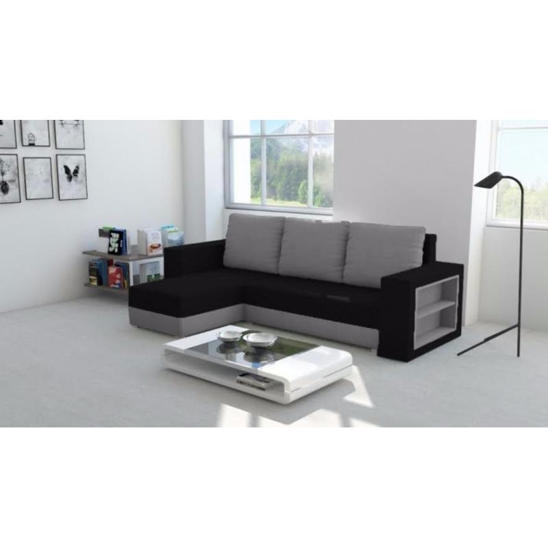 BRAND NEW MADRAS CORNER SOFA UNIVERSAL BLACK AND GREY