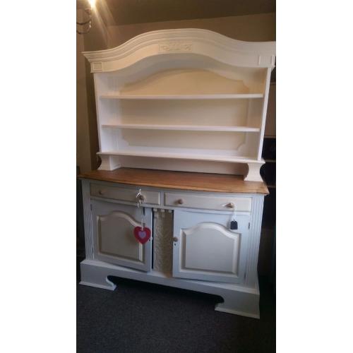 Rare Stunning Solid Oak Bow Fronted and top Edwardian Shabby Chic Very Heavy Solid