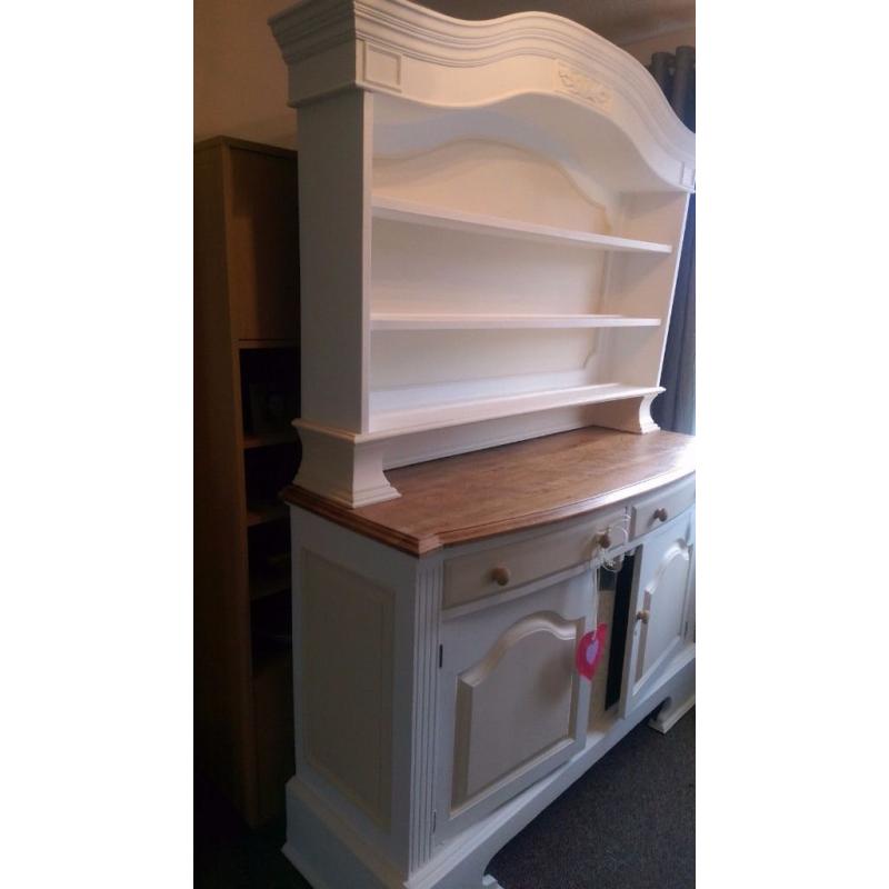 Rare Stunning Solid Oak Bow Fronted and top Edwardian Shabby Chic Very Heavy Solid
