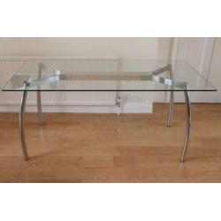 Glass Dining Table & 6 Leather Chairs