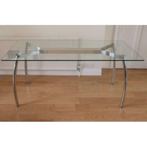 Glass Dining Table & 6 Leather Chairs