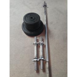 York Cast Iron Weight Set (1 x Barbell, 2 x Dumbbells, 2 x 10kg plates, 4 x 5kg plates)