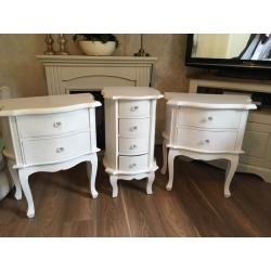 3 x shabby chic French style drawer tables