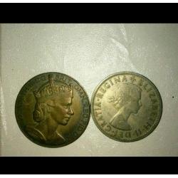 1953 Rolls-Royce coin and 1962 half crown coin