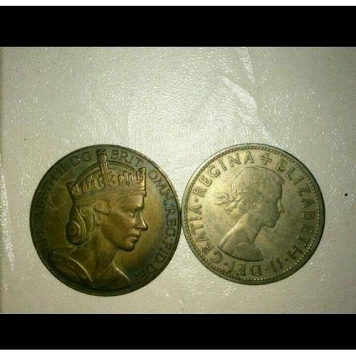 1953 Rolls-Royce coin and 1962 half crown coin