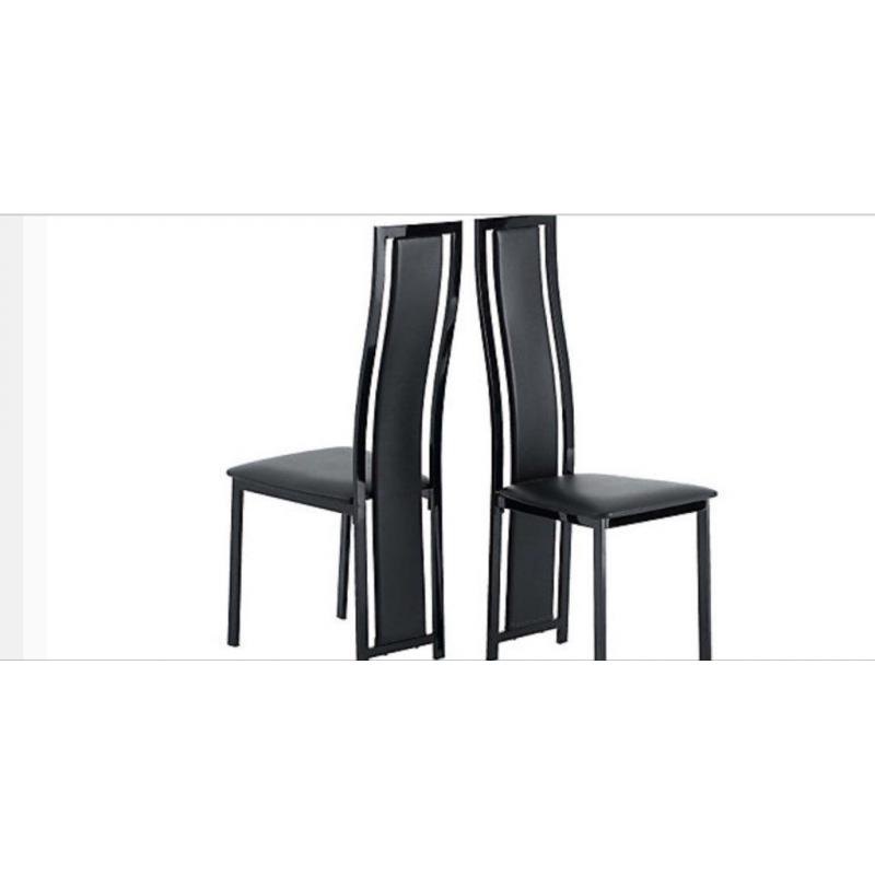 Noir Extending Dining Table & 8 Upholstered Chairs