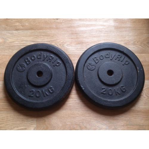 2x 20 kg BodyRip standard iron weight plates