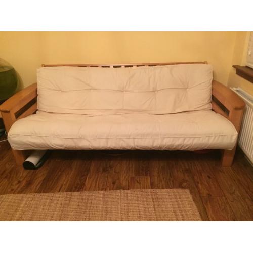 Solid Wooden 3 Seater Sofa Bed with Mattress