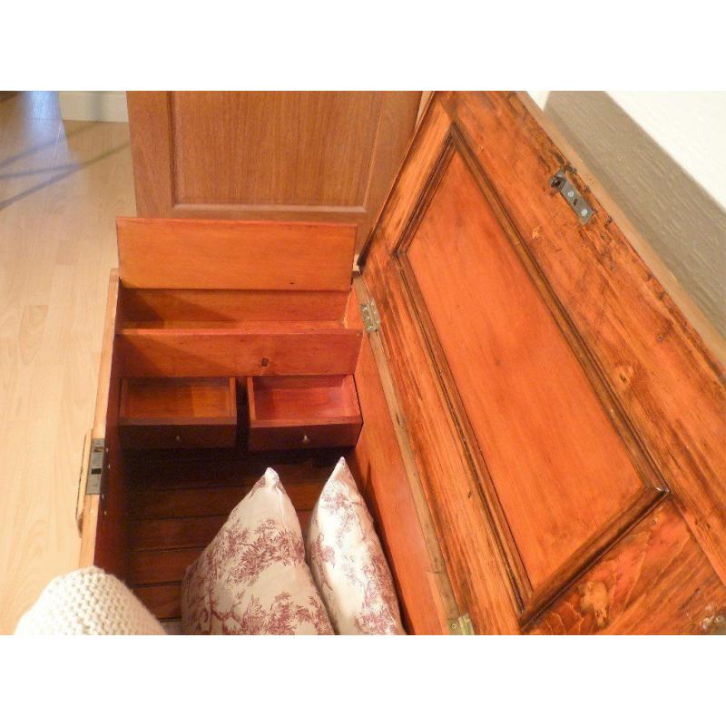 beautiful old pine blanket box / trunk / chest / coffee table