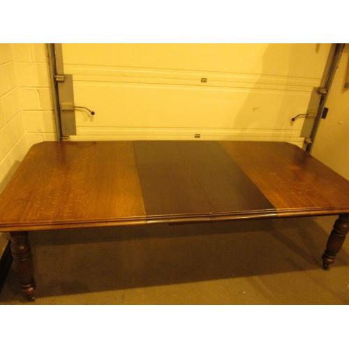 HUGE VICTORIAN OAK 12 SEATER 10FT TELESCOPIC THREE LEAF EXTENDING DINING TABLE FREE DELIVERY