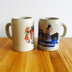 2 half litre ceramic beer steins / mugs octoberfest hamburg