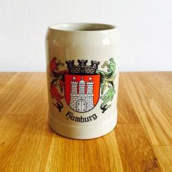 2 half litre ceramic beer steins / mugs octoberfest hamburg