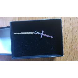 16 inch silver chain and cross boxed NEW