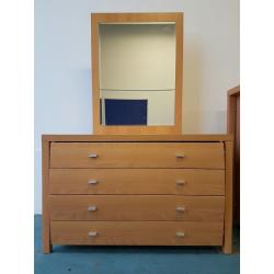 MODERN BEDROOM SET WITH MIRROR DRESSER WITH MIRROR & DRAWERS & TALL CHEST OF DRAWERS CAN DELIVER